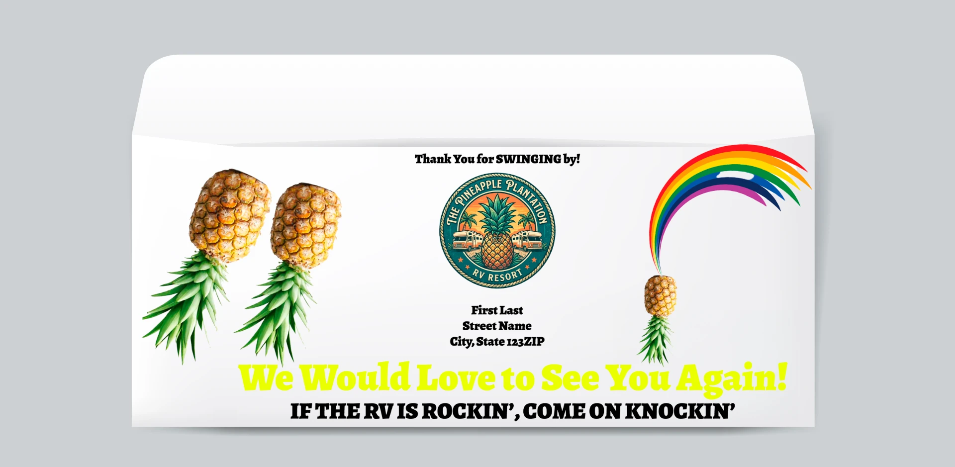 Pineapple Plantation RV Resort — Come Back Soon envelope