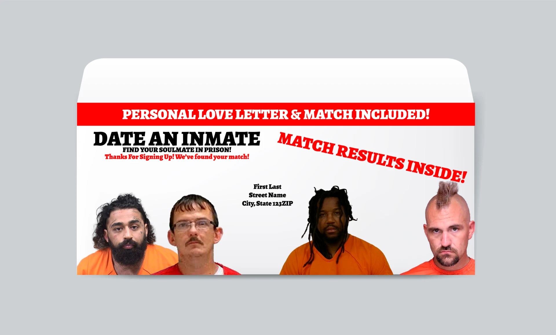 Date An Inmate — Match Results envelope