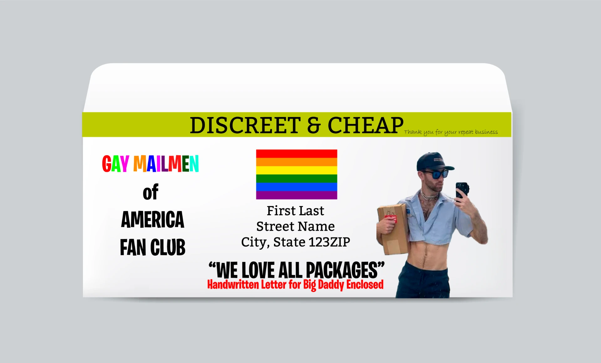 Gay Mailmen of America — Fan Club envelope